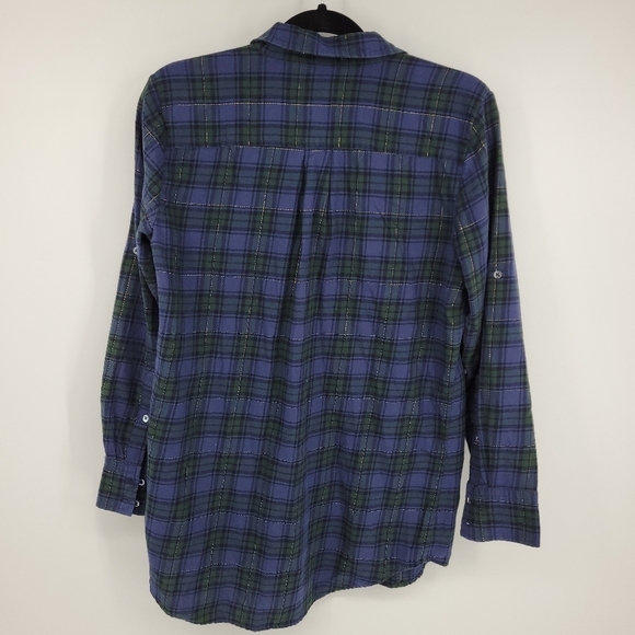 J.Crew Womens Button Up Plaid Green and Blue Long Sleeve Shirt Size S - Picture 4 of 8